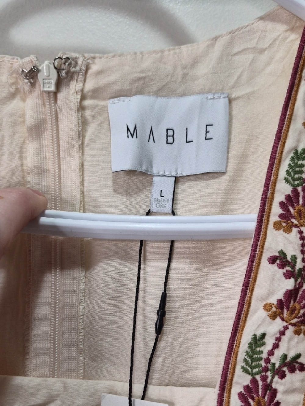 MABLE Cream Mini Dress with Red Floral Embroidery - Picture 2 of 9